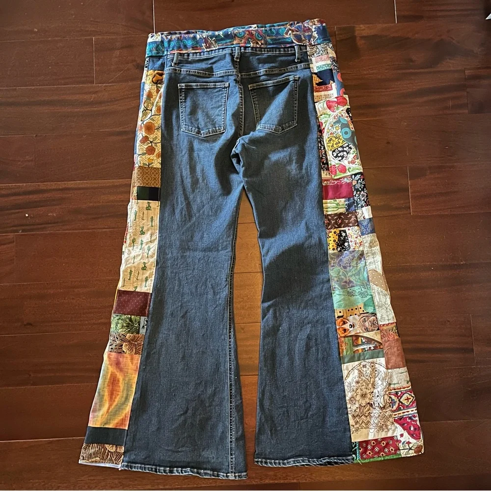 Harper jeans bellbottom patchwork phish llama donuts hippie shakedown patchpixie - Picture 10 of 11